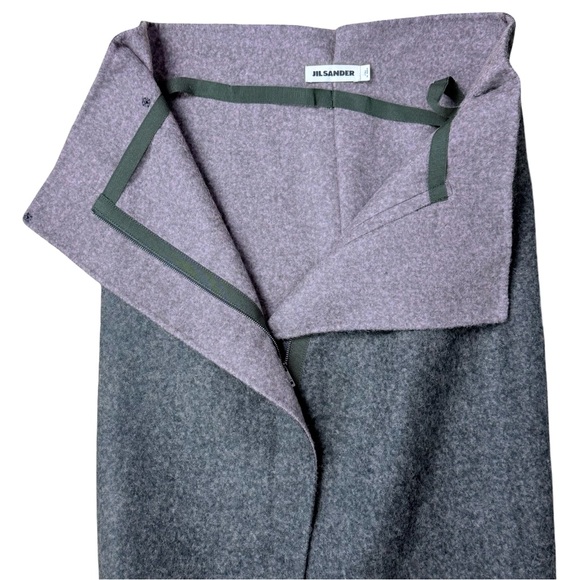JIL SANDER Alpaca Midi Gray Paper Bag Skirt Lagenlook Quiet Luxury High Waisted - Picture 4 of 11